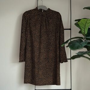 J. Crew Black and Camel Long Sleeve Dress